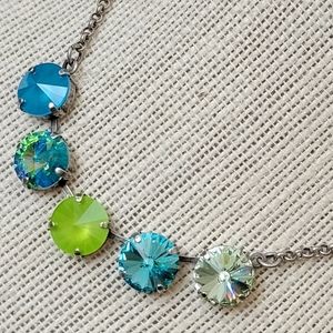 Austrian Crystal Necklace in Antique Silver